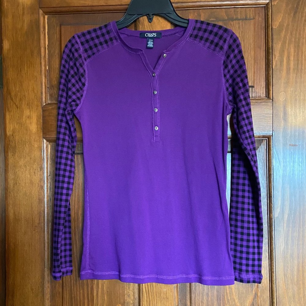 Chaps Black & Purple Long Sleeve Junior Top